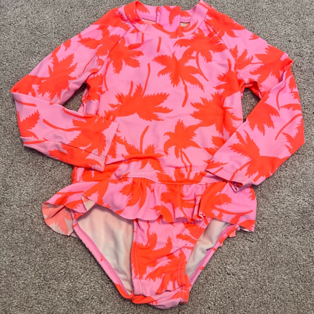 ⭐️ 5/$25 ⭐️ OshKosh B'gosh Pink Rashguard One-Piece Swimsuit 18M
